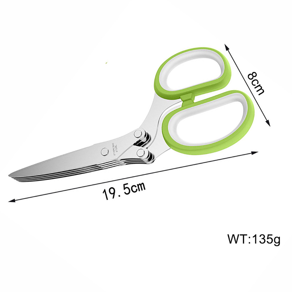 Multipurpose Kitchen Chopping Scissors 5 Blade Herb Scissors Set With Cover