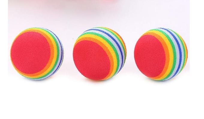 Interactive Elastic Material Rainbow Ball Pets Toy Silently Teasing Cats