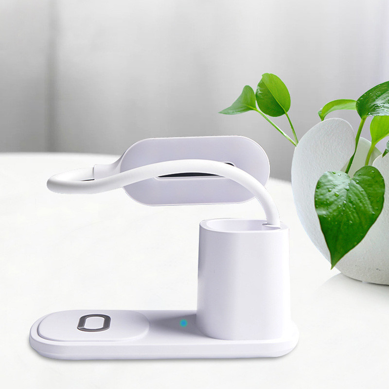 Practical Portable 180Lm Desk Lamp Wireless Charger With Pen Holder