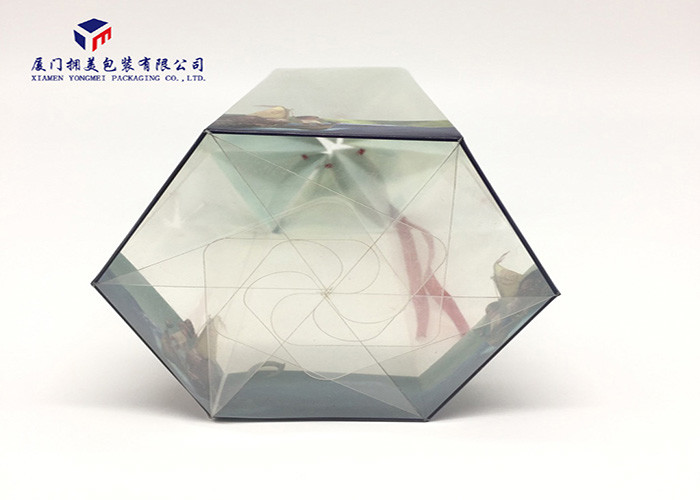 Hexagon Shape PET Plastic Box Open From Top Modern Style OEM / ODM 18.5cm Height