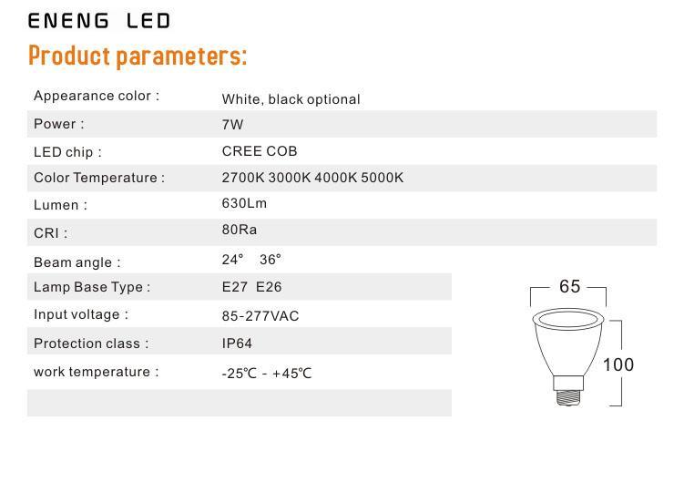 high lumens E27 7W 9W dimmable led par20 spot light with cob led led par20 light Track lamp to Replace 30W metal halide