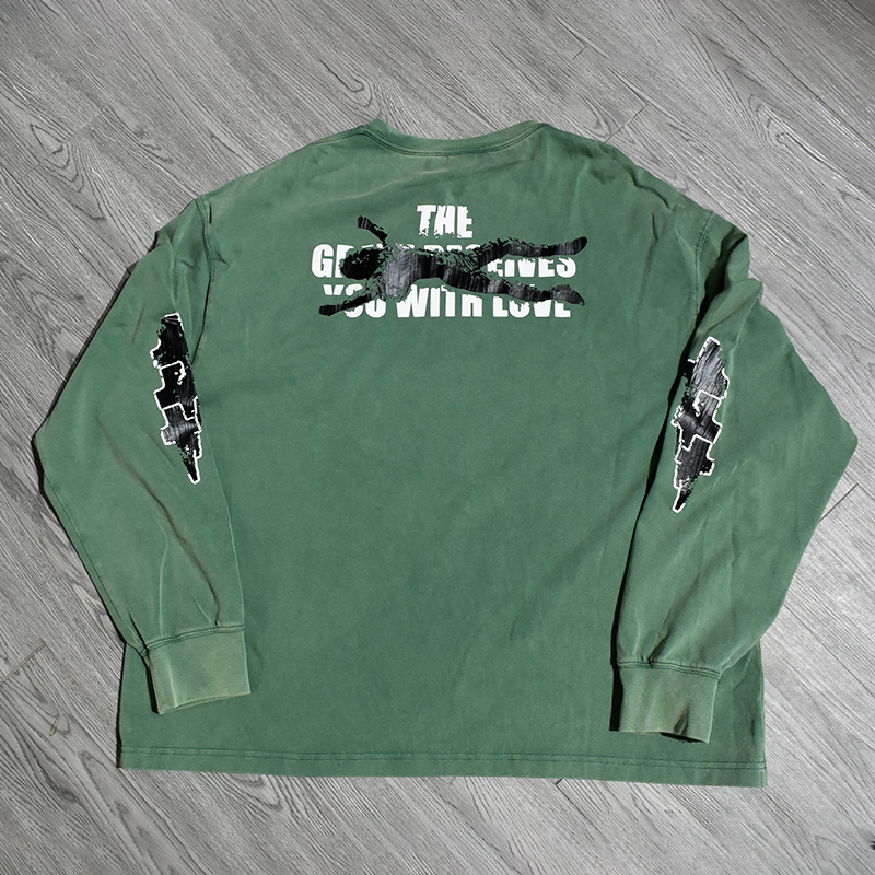 Custom Print Logo Graphic Tee Top Screen Printed Streetwear Vintage Long Sleeve T-shirts for Men