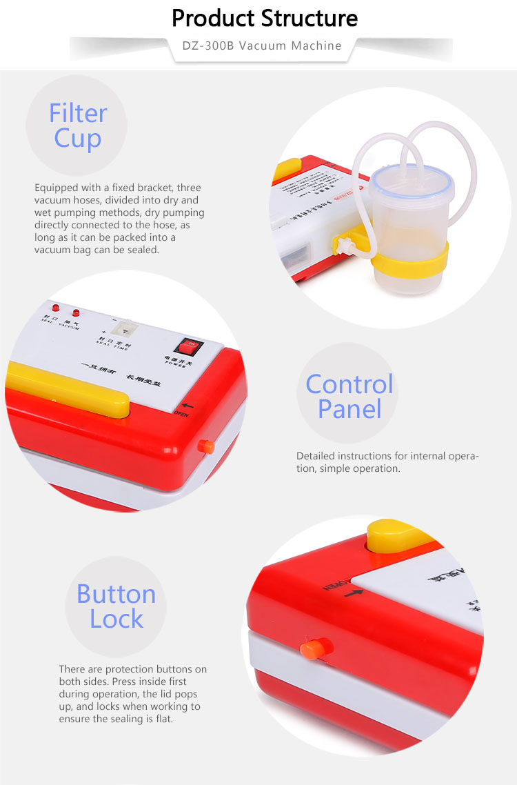 DZ-300B Handheld Manual Portable Vacuum Sealer With Filter 280mm ABS
