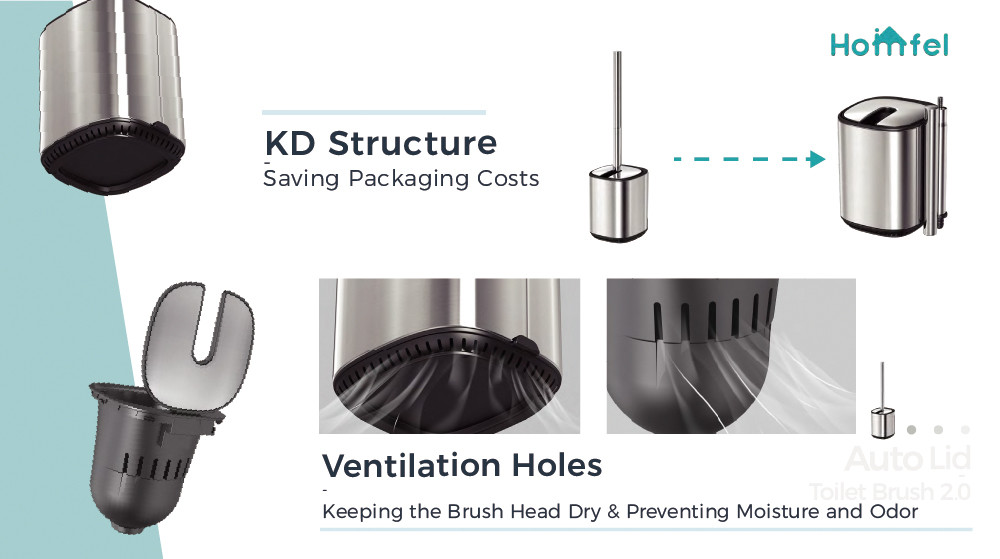 Fashion Steel Toilet Cleaning Brush And Holder With Contemporary Design