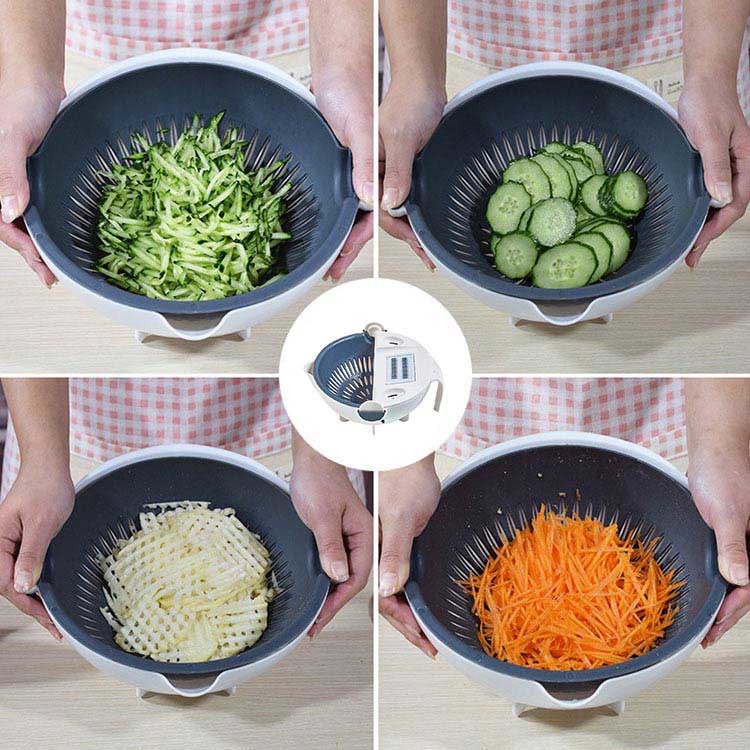 Multi Blades Plastic Vegetable Manual Slicer With Fruit Peeler White