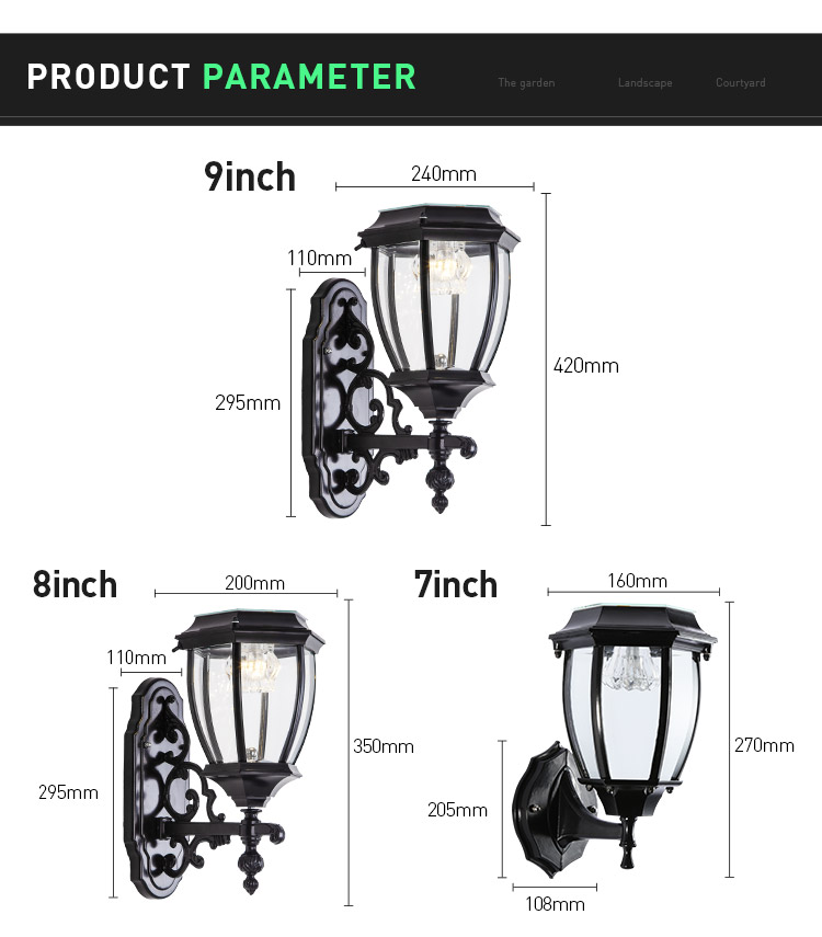 Aluminum Outside Wall Mounted Solar Light IP55 Waterproof 1W 1.2W 2W