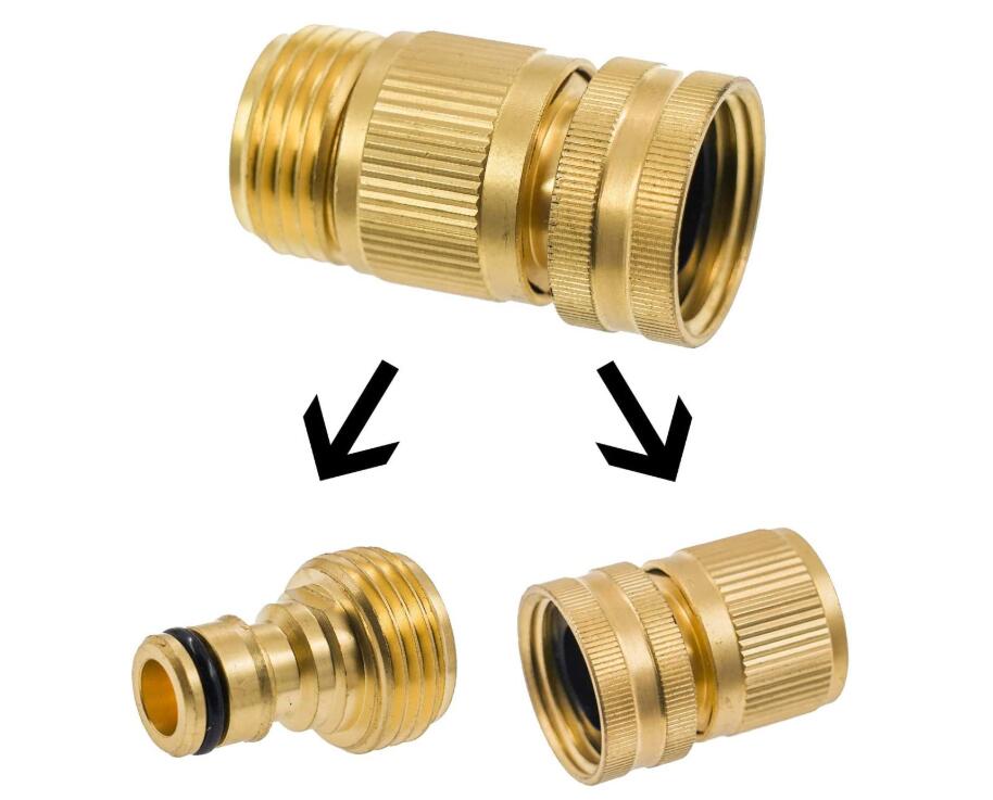 Brass Garden Hose Quick Connector 3/4 Inch GHT Male and Female Water Hose Fittings