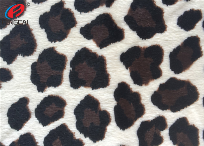 Leopard Print Plush Velboa Polyester Velvet Fabric Upholstery Brushed On One Side