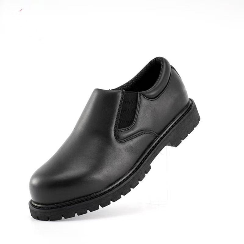 Goodyear Welted Chef Shoes Black Full Grain Leather Slip Resistant Work Shoes