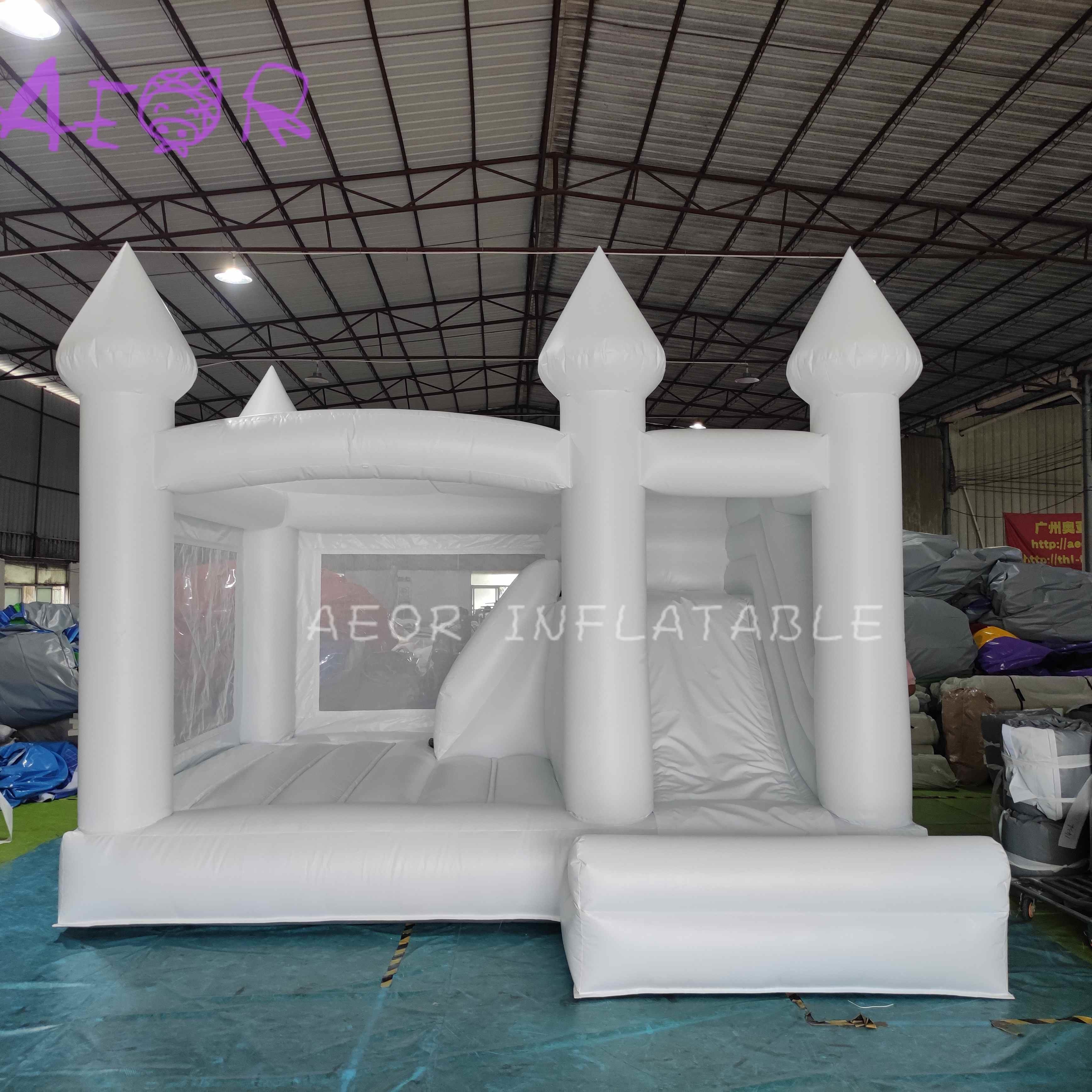 Backyard Inflatable White Bounce House Combo White Inflatable Castle With Slide
