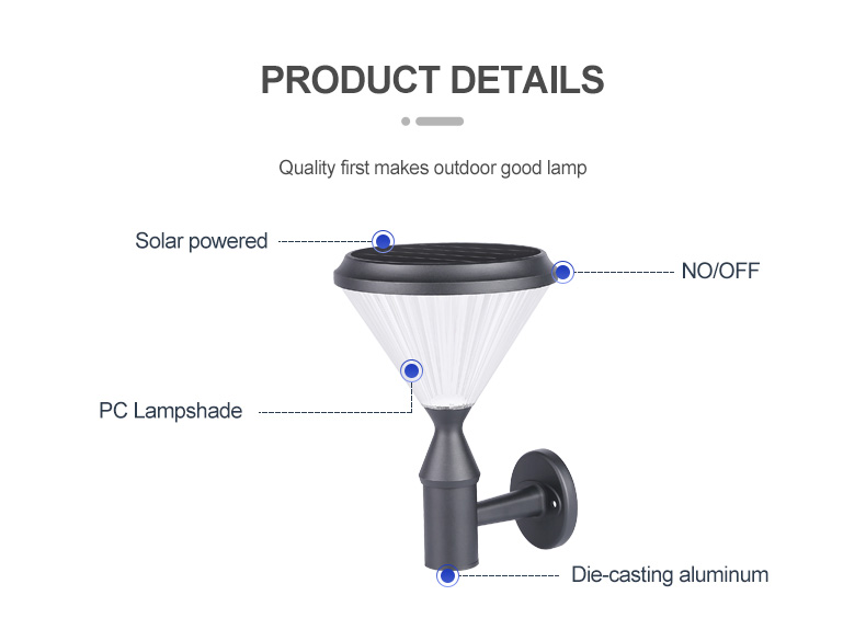 Die Cast Aluminum 20w Wall Mounted Solar Light outdooer wall lamp With 3.2v 8000mAh Battery