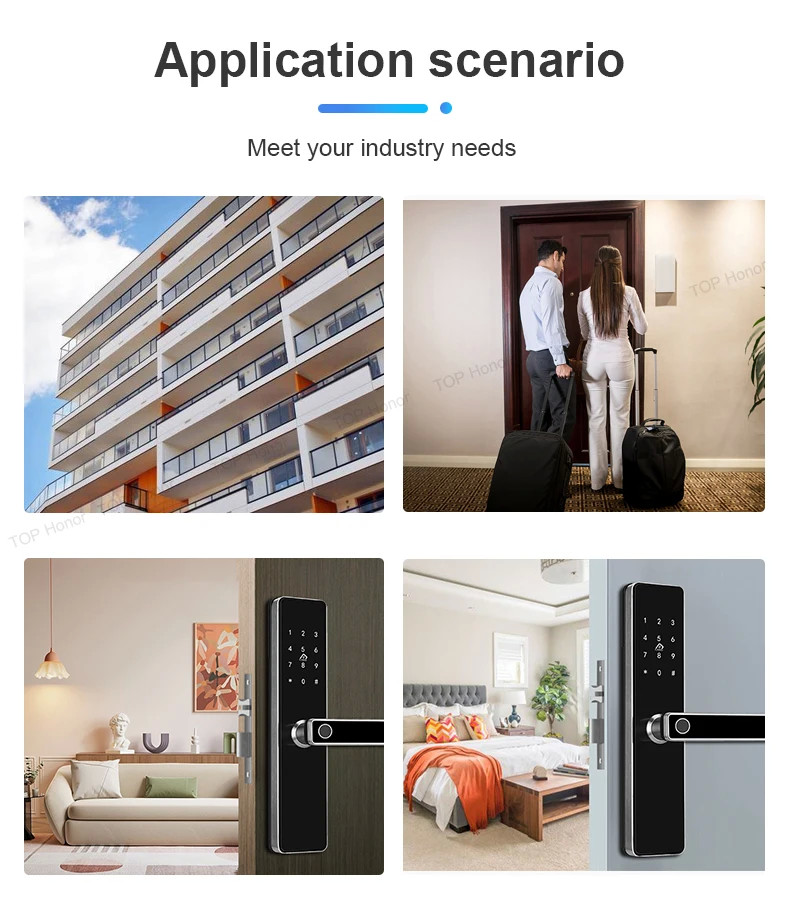 TH521 Aluminium Alloy Apartment Smart Door Lock TTLock Biometric Code Card Key Unlock