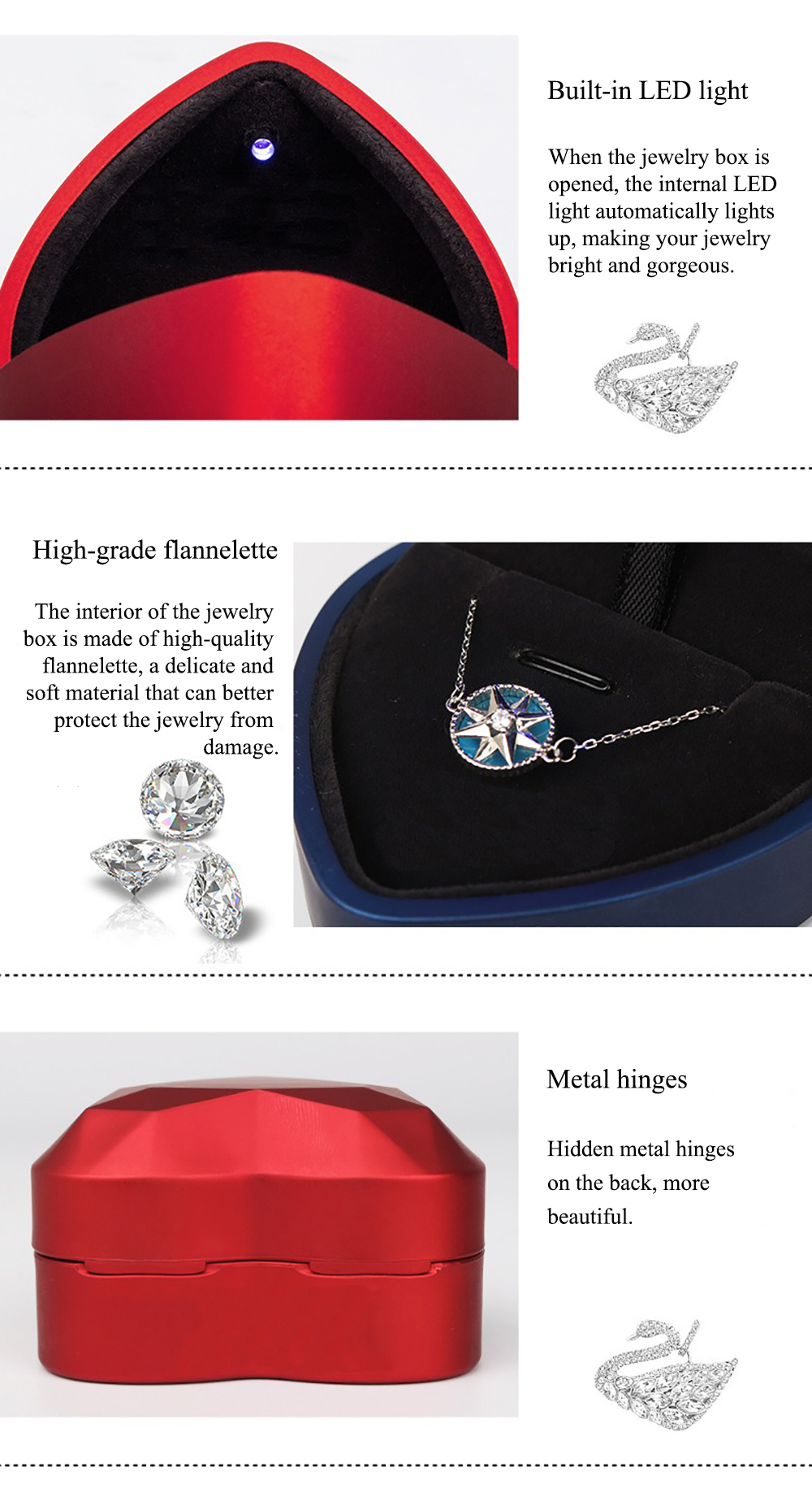 LED Light Rings Jewelry Box Customizable Jewelry Gift Packaging Box