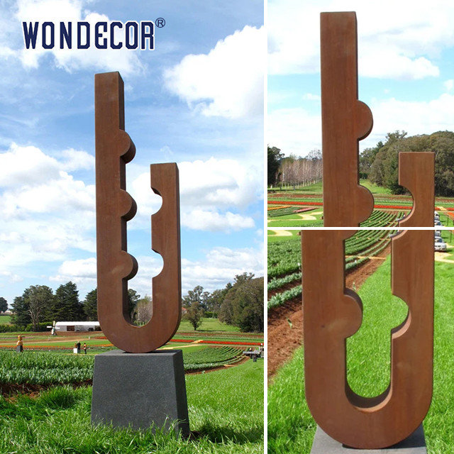 Outdoor Garden Metal Art U-shaped Geometry Weather resistant Steel Sculpture