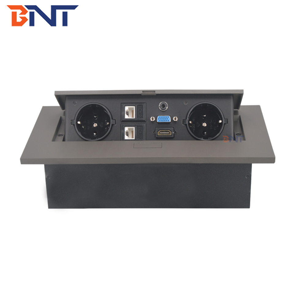 EU standard power plug hidden style table pop up media socket box