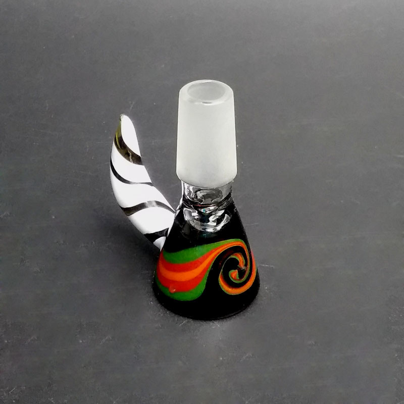14mm Male Wig Wag tobacco glass bowls / glass smoking bowl with Handle