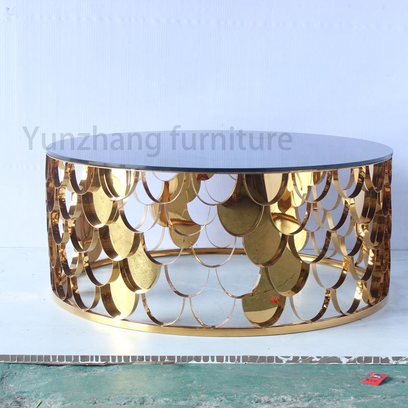 Tempered Mirror Glass Unique Center Table , Living Room Furniture Coffee Table