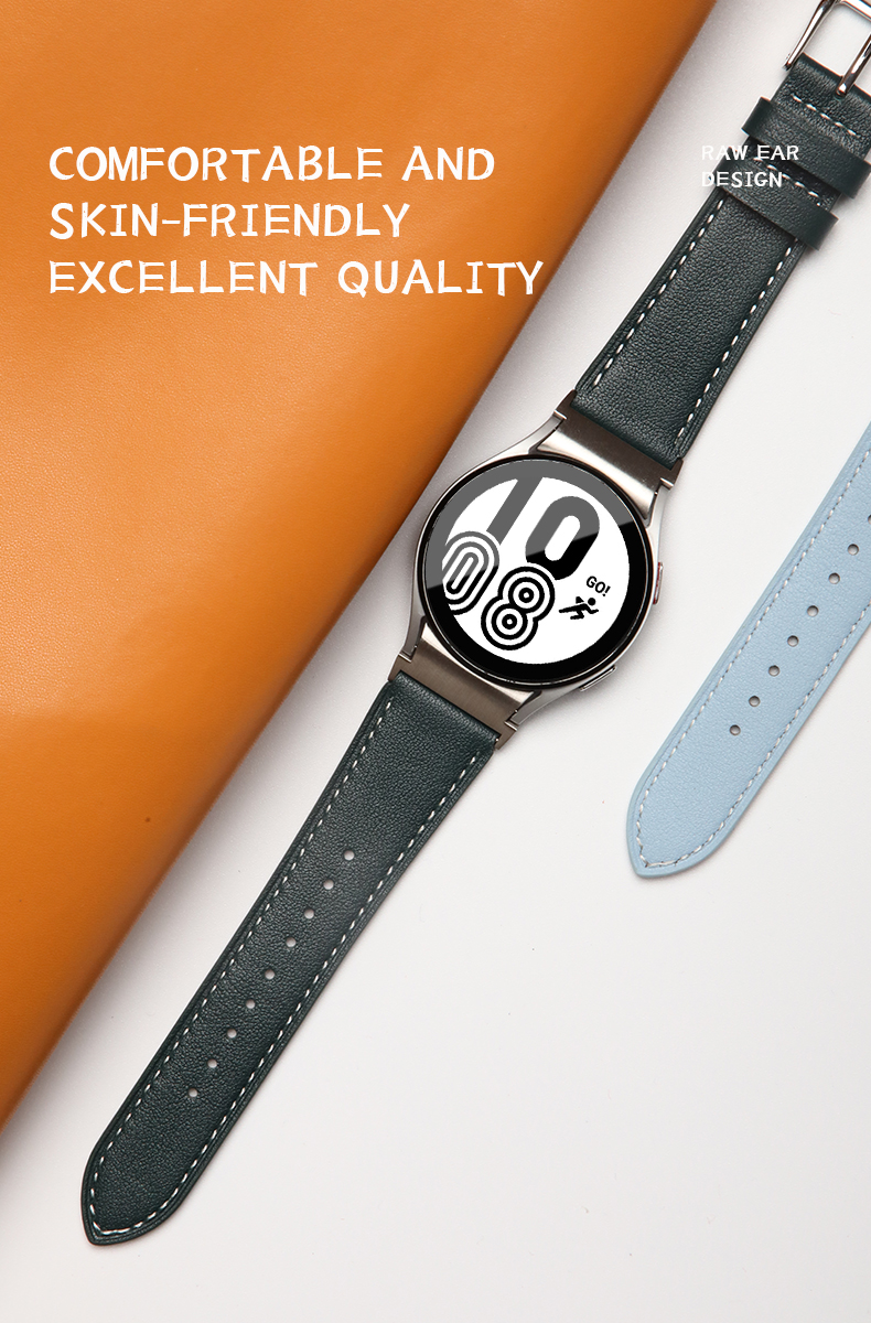 20mm Leather Watch Band for Samsung Galaxy Watch 4 Quick Release Genuine Leather Strap