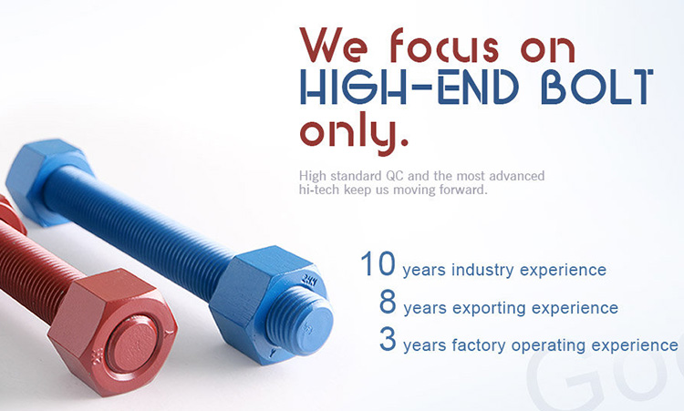 1/2" X 70 mm B7 / A194 Gr. 2h Fluorocarbon Coating Stud Bolts Nuts 2 Pcs HDG Finish for Heavy Duty Applications