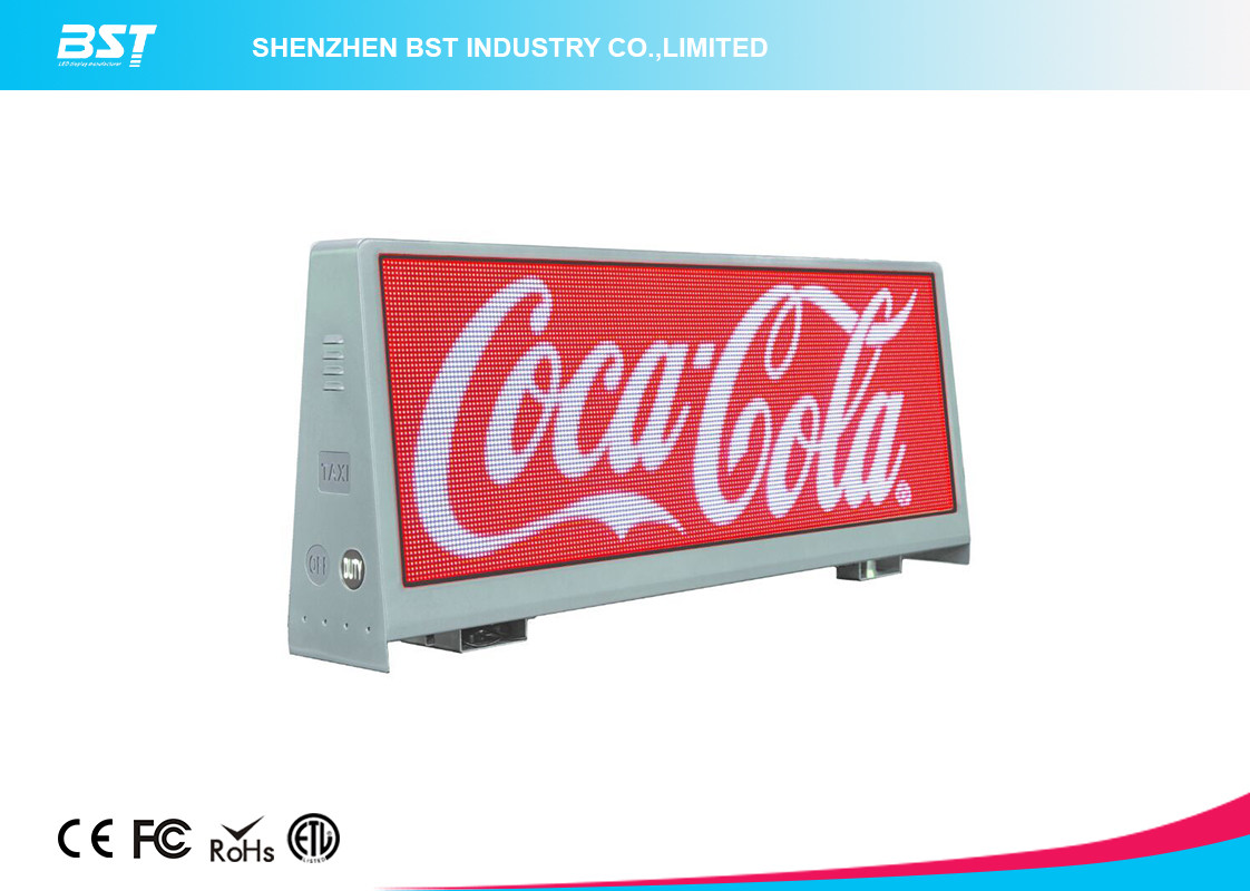 P5mm Taxi Advertising Screens , Waterproof IP65 Taxi Top LED Display 192 X 64 Dot Resolution