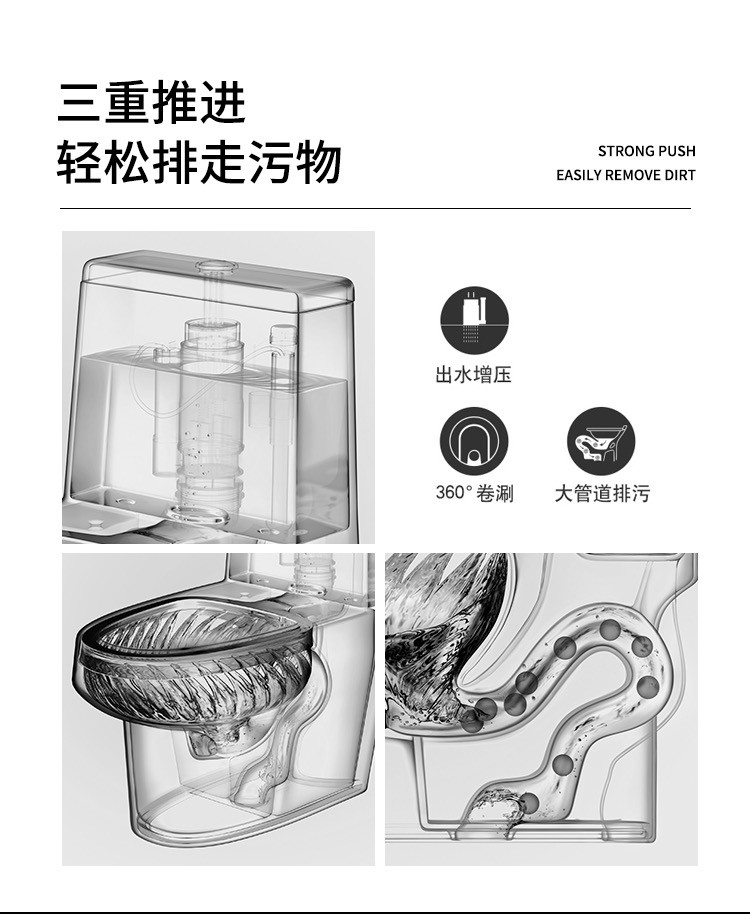 Siphon Flushing Matte Black Toilet One Piece Bathroom Ceramic Sets