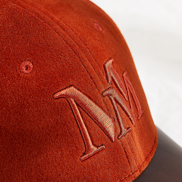 Custom 56CM Suede Embroidered Baseball Caps With PU Brim