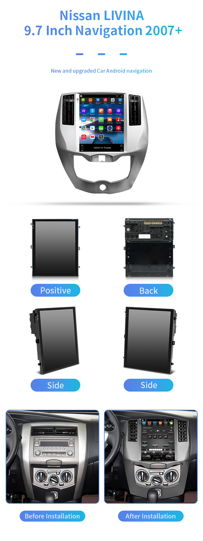 9.7inch Android Car GPS Navigation For Nissan LIVINA 2007+ 4 Core Auto