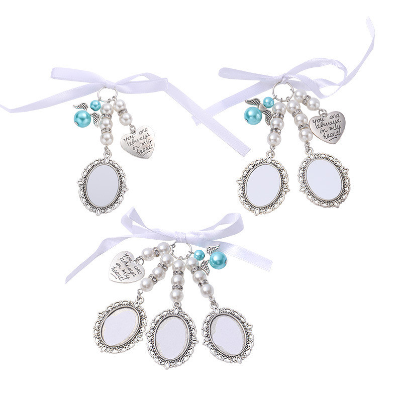 Sublimation Blank Metal Wedding Bouquet Photo Pendant Commemorative Hanging Ornament