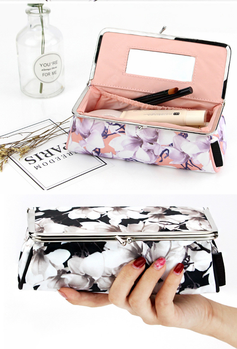 Custom Luxury Vintage Floral Printed Toiletry Cosmetic Makeup Bag