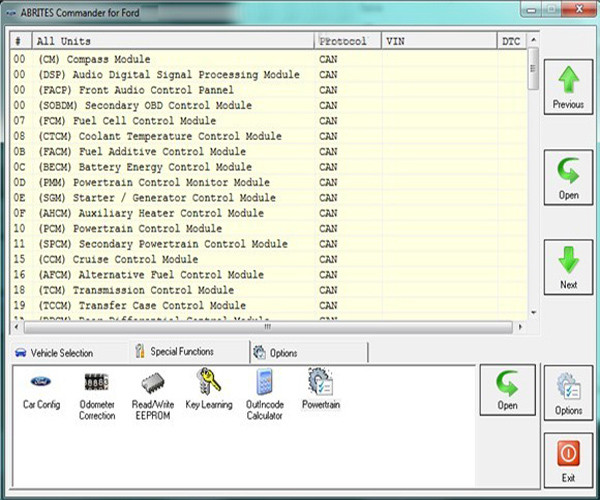 Ford FVDI Software display 1
