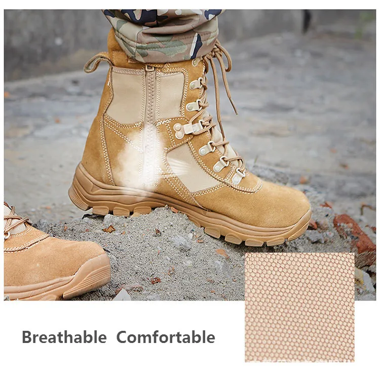 Casual Brown Army Military Boot With Heel Non-Slip High-Top Men Training