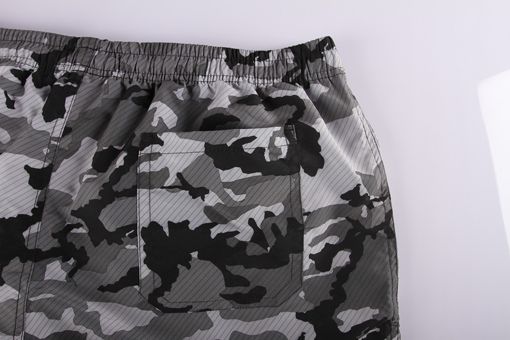 Olive Camouflage Mens Elastic Waist Board Shorts