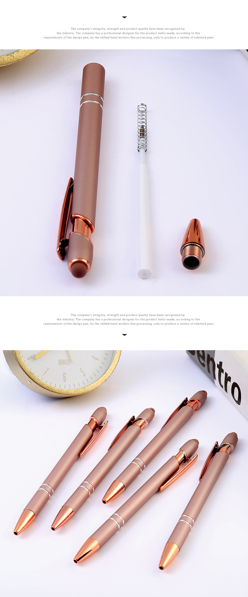 Gel-Ink Ball Pen With Rose Gold Rose Pink Advertising Ballpoint Pen Personalized Gift