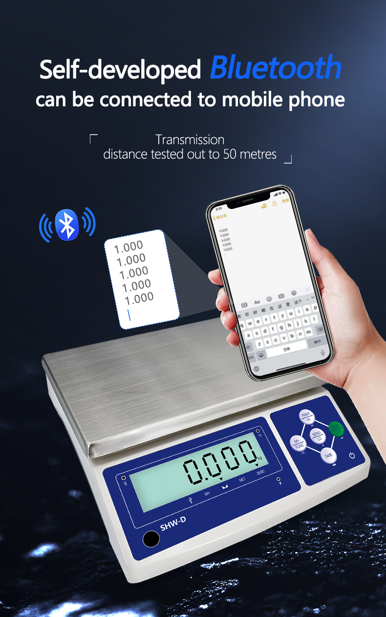 SHWDL-30KG USB Storage Communication Scale with LCD Display and AC/DC Power Supply