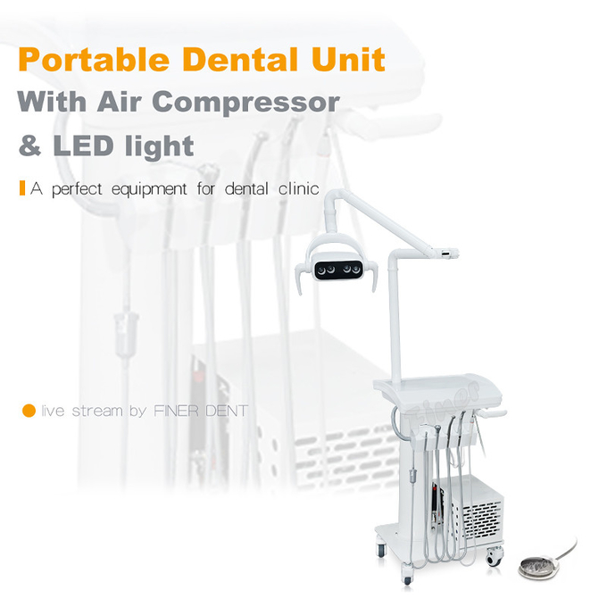 Dental Tray LED Lamp Operate Portable Dental Unit With Air Compressor