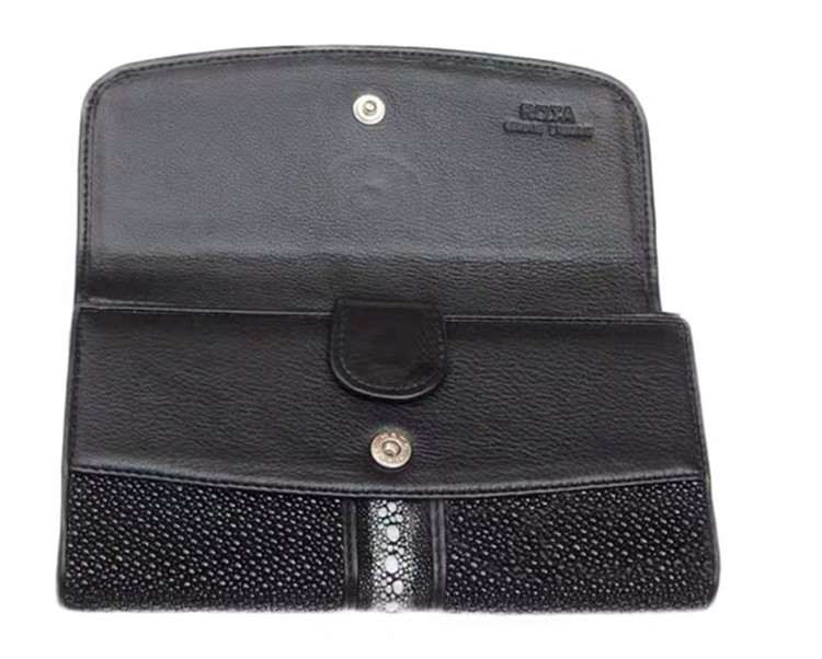 Unisex Style Authentic Stingray Skin Women Long Wallet Lady Card Holders Genuine Leather Female Large Clutch Purse