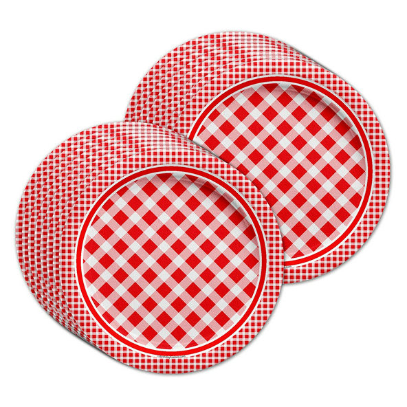 Red Gingham Compostable Party Supplies
