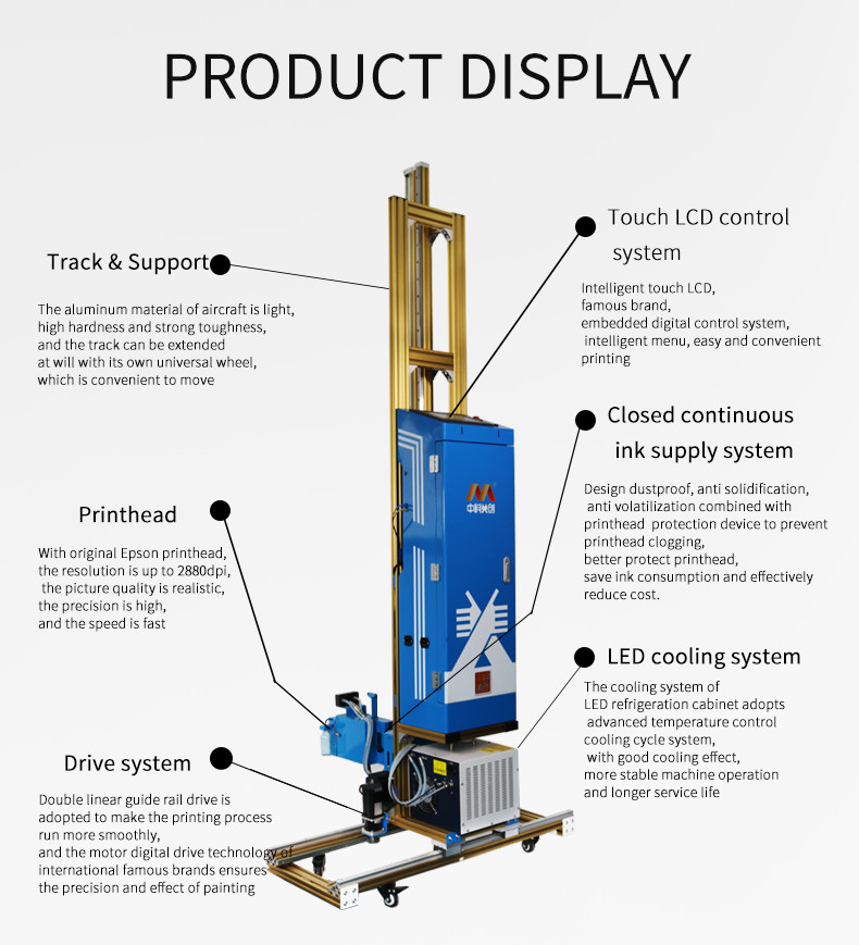 Vertical UV Wall Printer , Mural Inkjet Printer Automatic Photos Printing