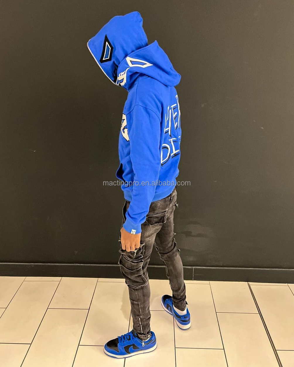 500 gsm Heavyweight Cotton Double Hoods Printed Custom Hoodies Full Face Zip Up for Men