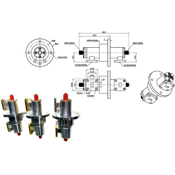Waveguide Rotary Joint with IP65 Protection, 50 Million Revolutions Lifetime, and Aluminum Alloy Housing for Radar and Satellite Communication