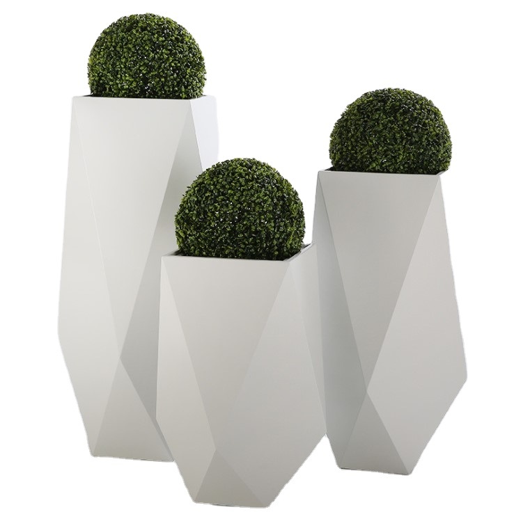 Special Design Galvanized Steel Planter White Powder Coated Flower Pot