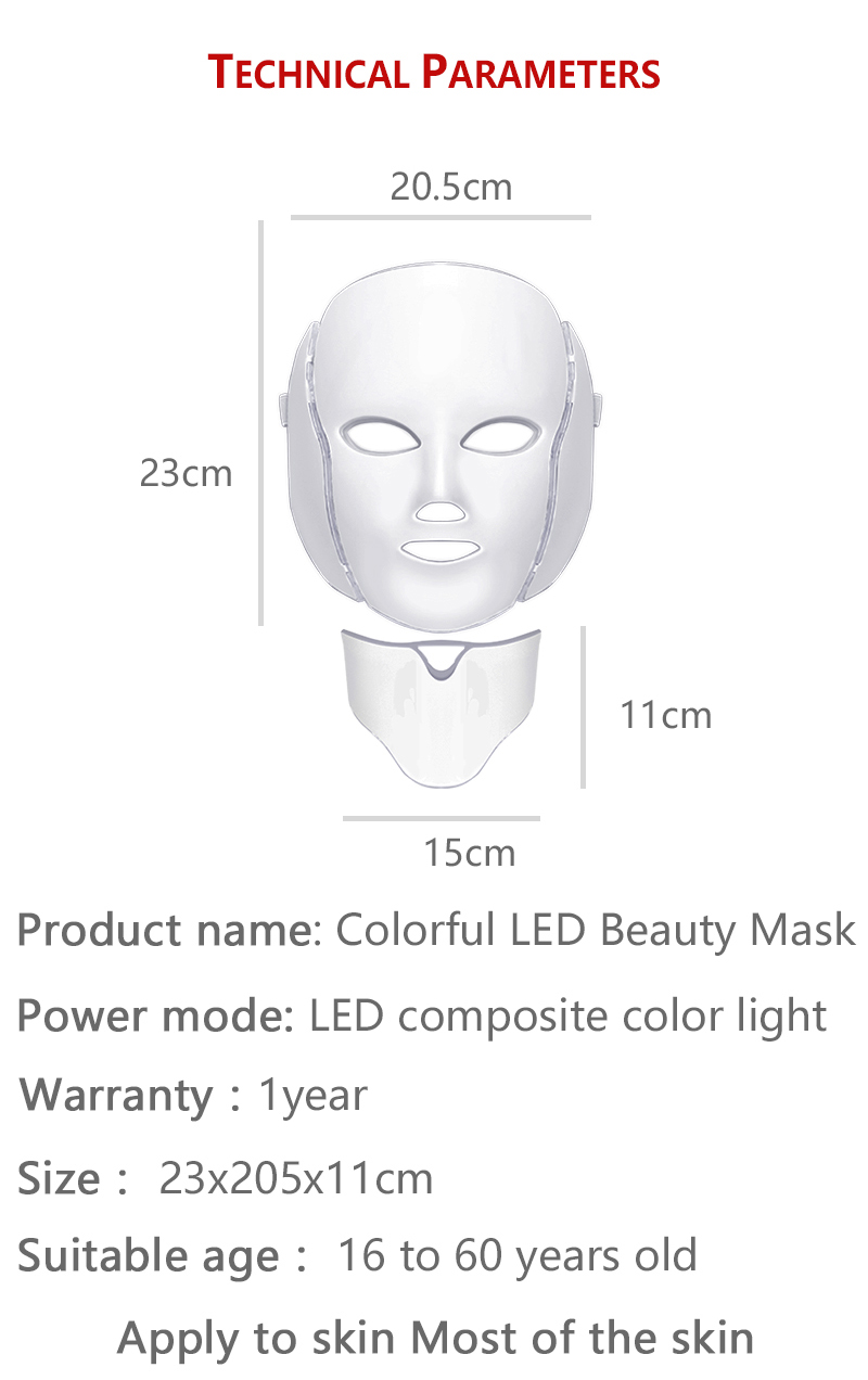 FanXi 7 Colors Light Therapy Face Mask Home Use Photon LED Light Mask