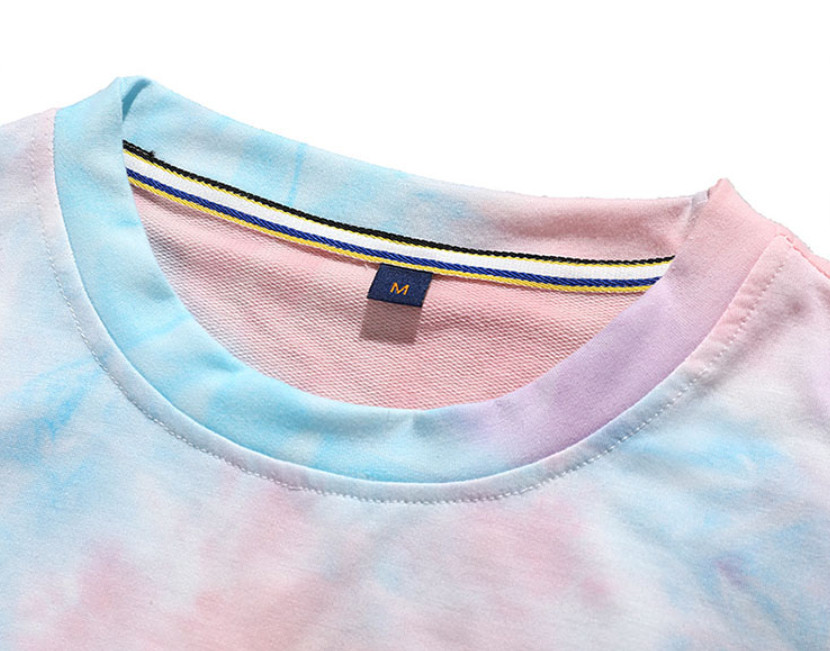 Print Casual Blank Oversized Sweatshirts Women Cute Pink Blank Tie Dye Crew Neck Sweatshirt