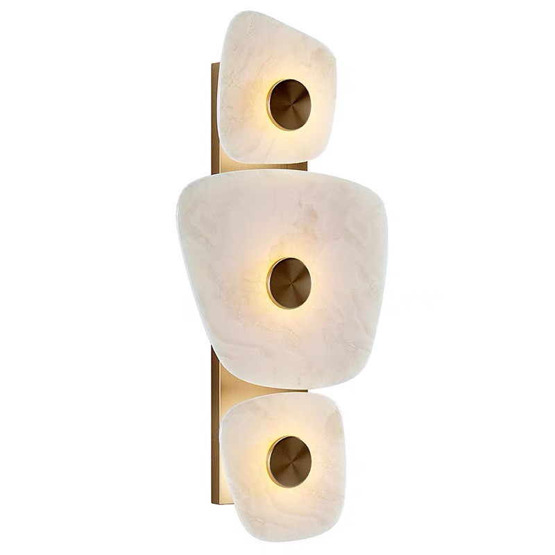 Yellow stone white marble led round and long and plating gold wall lamp for project