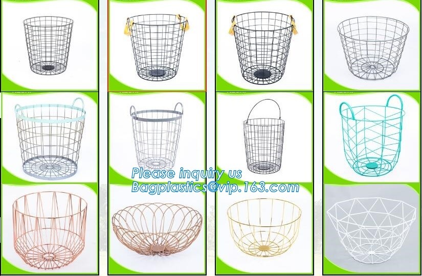 metal wire storage basket with tray in whole sale lowest MOQ sale even just buy 1 set, Kitchen storage Rose gold wire me