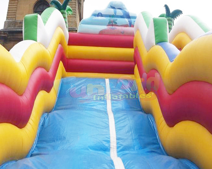 Palm Tree Bouncy Castle Commercial Inflatable Slide For Amusement Park