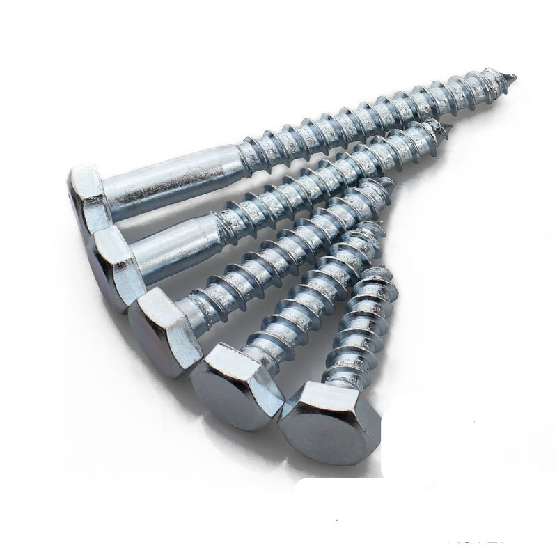 Hexagon Head Self Tapping Screw DIN571 Zincing External Hex Head Cap Tapping Wood Screws Full Thread Lag Screw
