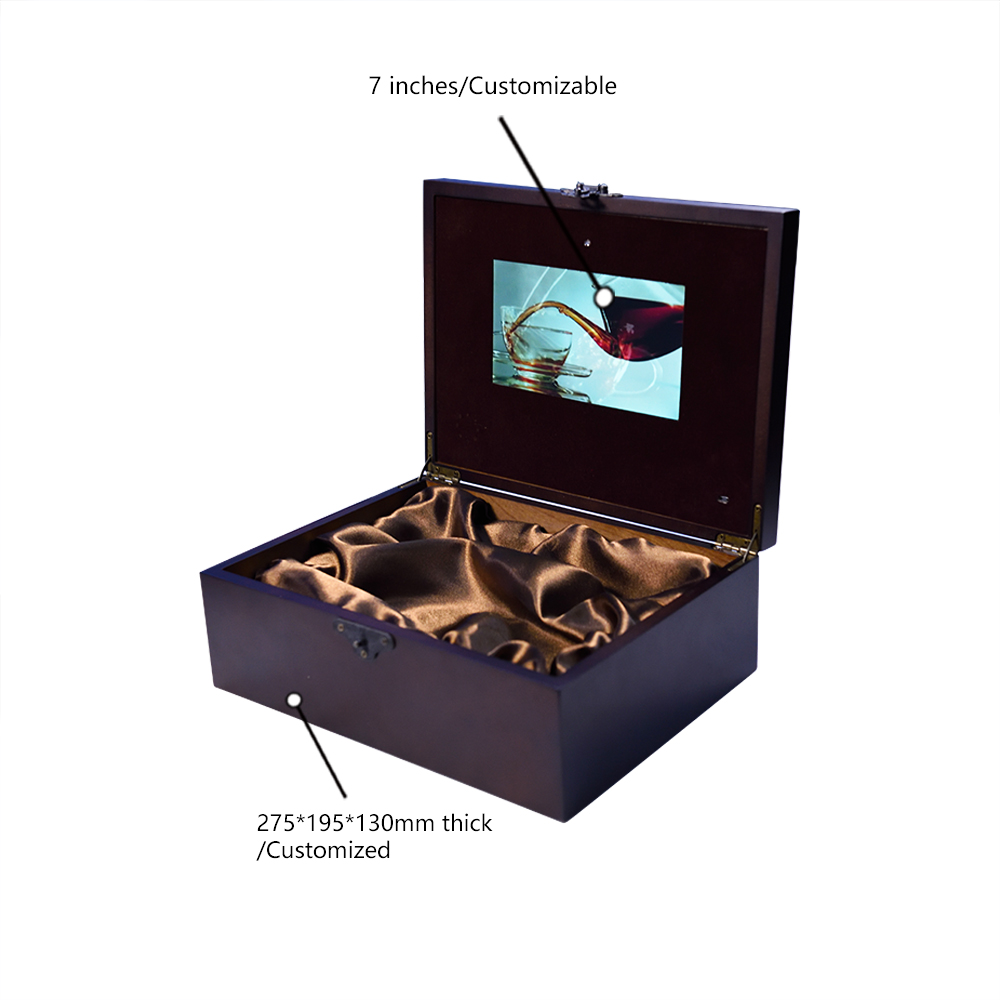 High End Crown Leather LCD Video Gift Box , 7 Inch Video Brochure Box