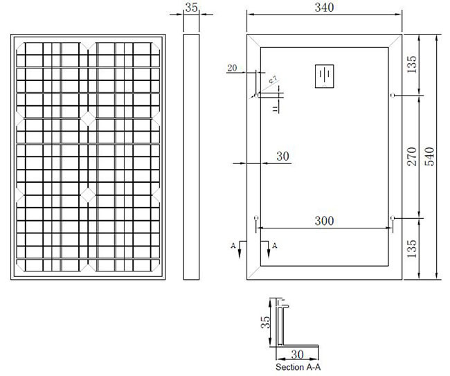 MC4 Connector Monocrystalline Silicon Solar Panels 30 Watt 36V Energy Saving