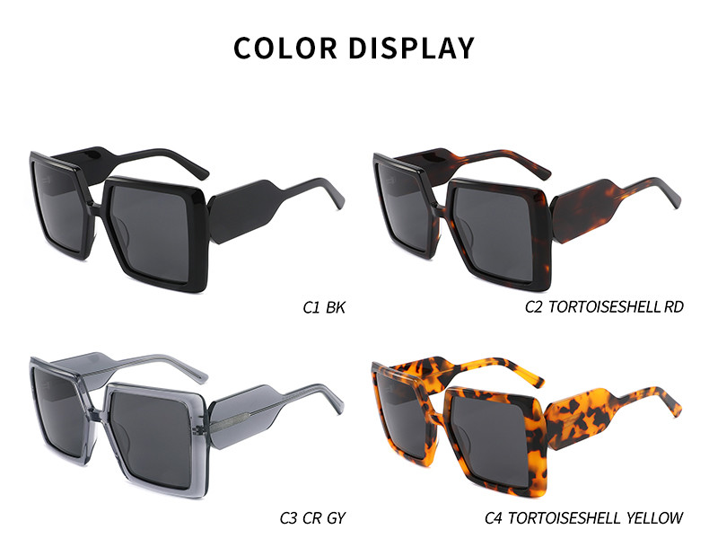Huge Square Acetate Sunglasses Womens OEM Lightweight Scratch Resistant